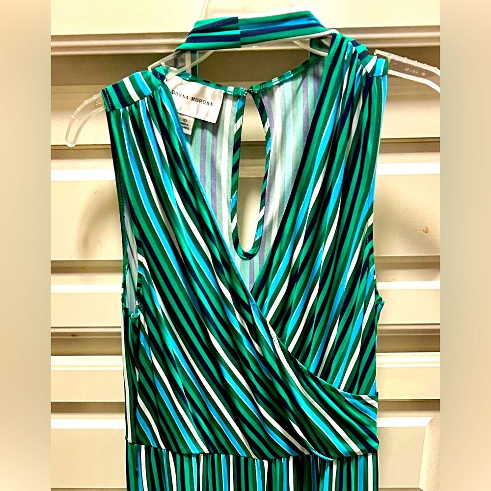 Kelly Green and Navy striped sleeveless jumper. Size 10